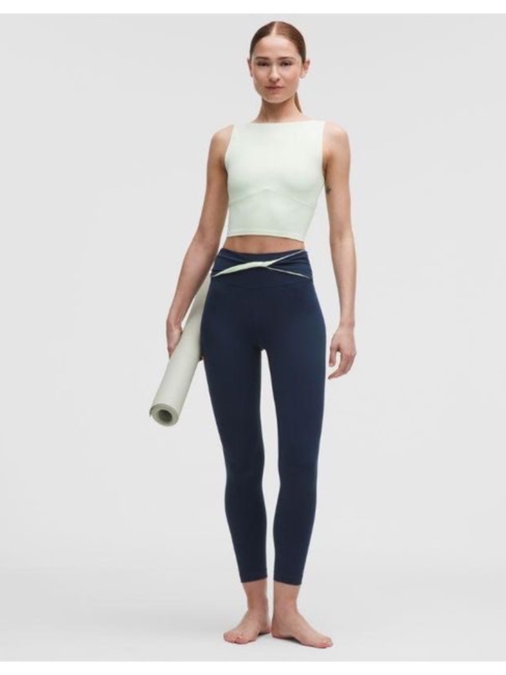 Lululemon Nulu Twist-Front High-Rise Leggings 25" Blue + Matcha Magic | 2 | NWT